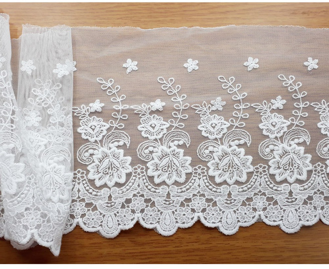 면사 랏셀플라워 19색상 육각망레이스 면레이스 레이스, 내츄럴1야드, 1개