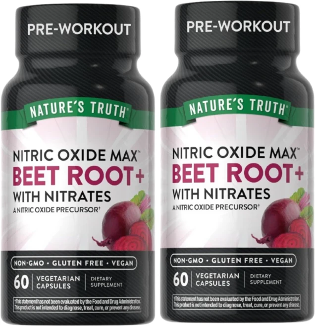 Nature's Truth 산화질소 비트 뿌리 추출 3000mg 질산염 함유 Nitric Oxide Beet Root & Nitrates, 2개, 60정 - 쿠팡