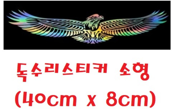 대성부품/데코 테이프/문짝 스티커/독수리/홀로그램/적재함 스티커/테이프/적재함테이프/적재함스티커/문짝스티커/문짝테이프/국산/동물/독수리 스티커/윙바디/탑차/특장차, 독수리 스티커 소형, 1개