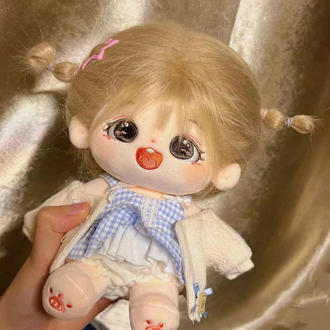 20cm 인형 옷 세트 플러시 인형용 갈아입히기 쉬운 미미 바비 아이돌 인형옷 미니치마, 1개, 눈밭 토끼 베이지 세트