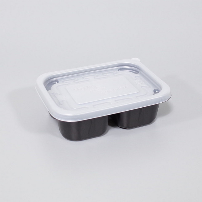 와요와요팩 일회용 반죽용기 3칸 나눔용기 배달 포장용기 300ml 검정, 1개, 50세트