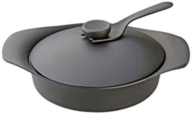 【日本柳宗理】南部鐵器雙耳淺鍋22cm（附鐵蓋、把手）, 1個