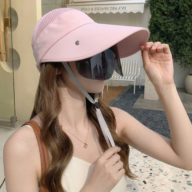 여성 안면 풀페이스 벨크로 썬캡 자외선 완벽차단 챙넓은 얼굴가림 햇빛차단 버킷햇 여름 메쉬 통풍 모자