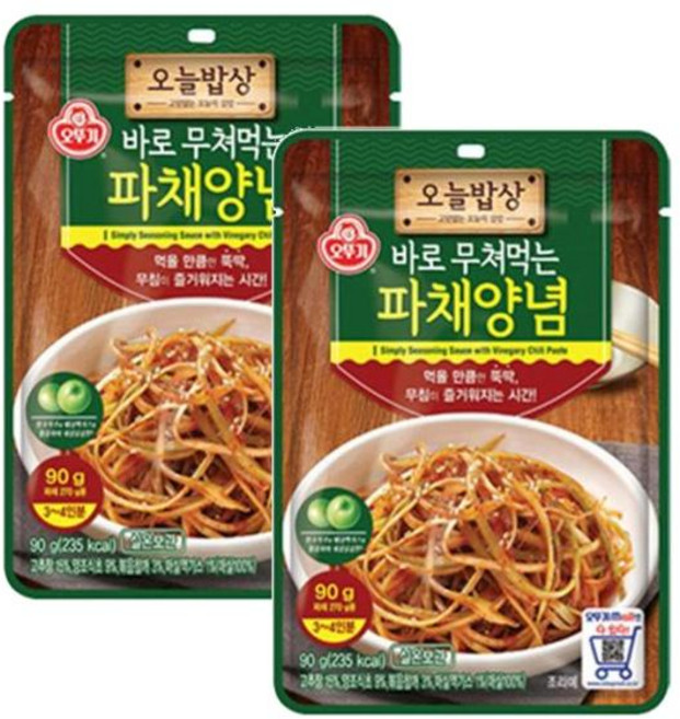 오뚜기 즉석 간편요리 엄마손맛 오늘밥상 파채양념 90g 2개