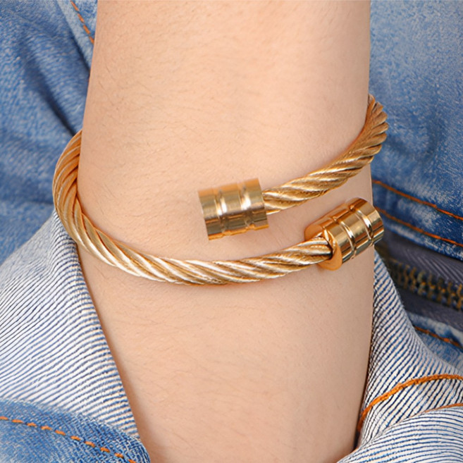 뱅글 스트링 써지컬 와이어 은 팔찌