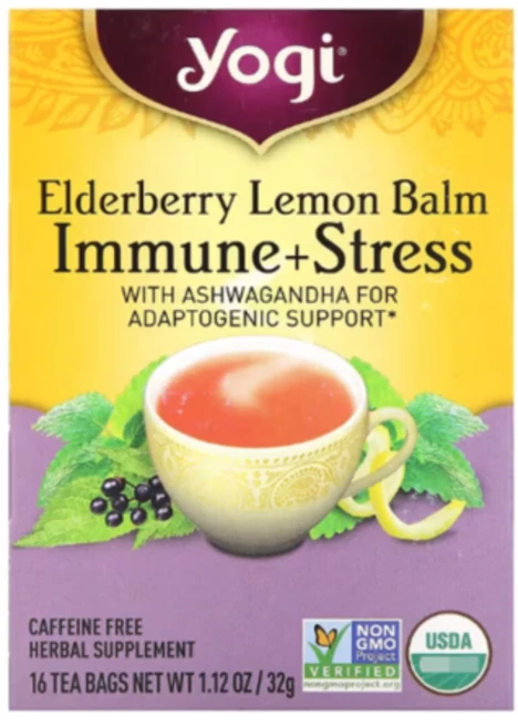 요기 티 이뮨+스트레스 엘더베리 레몬밤 티백 16개 32g 디카페인, 1개, 16개입 - 쿠팡