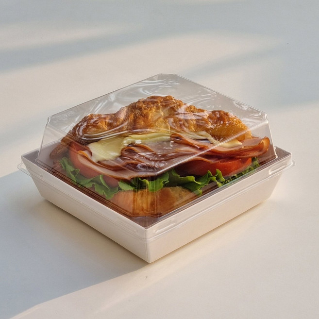 키친코디 화이트 샌드위치 포장용기 사각 140*130*35mm, 1세트, 50개