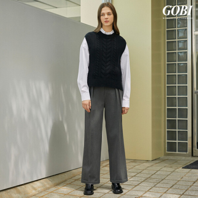 [런칭가259000원] 고비(GOBI) 캐시미어 100 케이블 니트 베스트