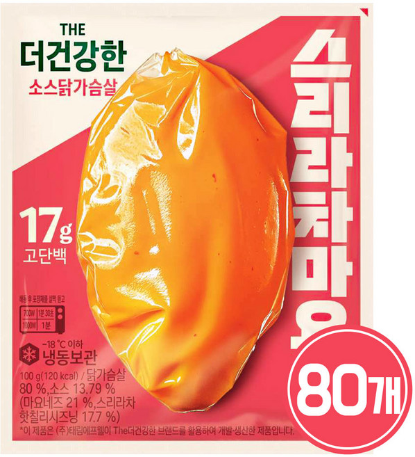 더건강한 소스닭가슴살 스리라차마요맛, 100g, 80개