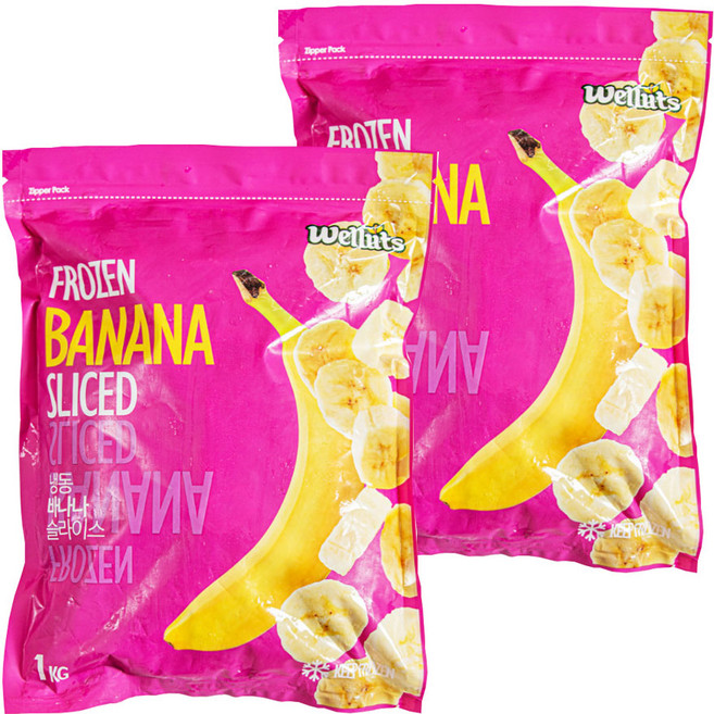 웰루츠 필리핀산 고당도 냉동 바나나 슬라이스, 2개, 1kg