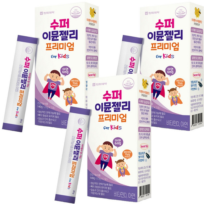 한화제약 수퍼 이뮨젤리 프리미엄 7p, 140g, 3개