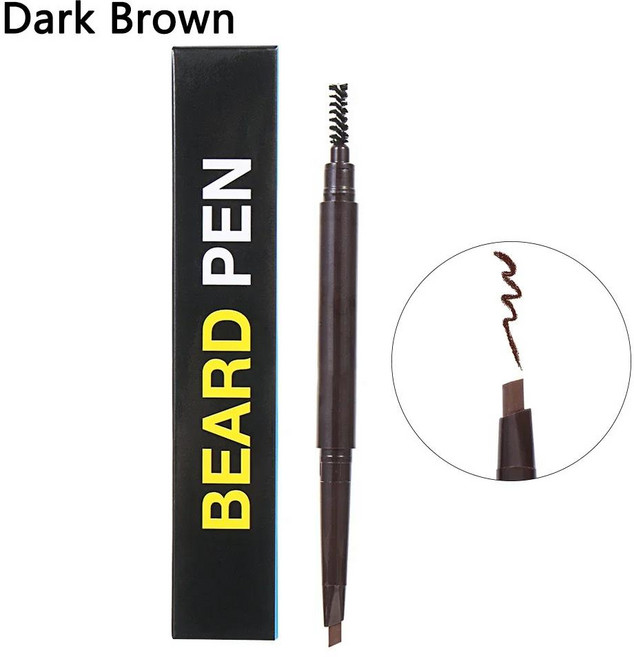 수염 펜 필러 및 브러시 증강 인자 착색 쉐이핑 도구 남자를위한 헤어, 1개, 3. Dark brown pen