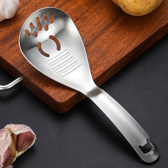릴스베이 올스텐 멀티 조리 스푼 국자 그라인딩 강판 다용도 요리스푼, 1개, 실버