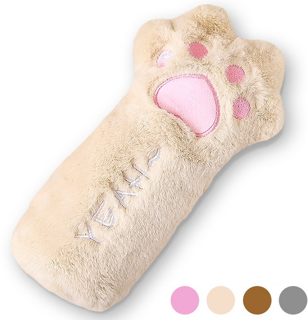 아뜰라임 귀여운 고양이발 동물 캐릭터 인형 필통, 베이지, 1개