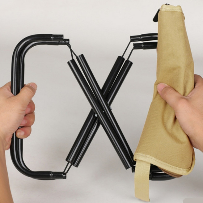 접이의자 휴대좌석 경량화 초미니 백패킹용 X자 낚시의자, 1개, 몽땅 베이지