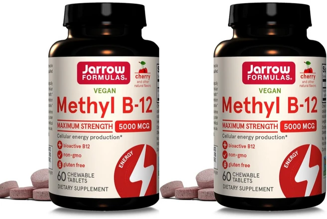 1+1 비건 메틸 B-12 맥시멈스트렝스 자로우포뮬라 체리 5000mcg 츄어블 60정, 2개 - 쿠팡