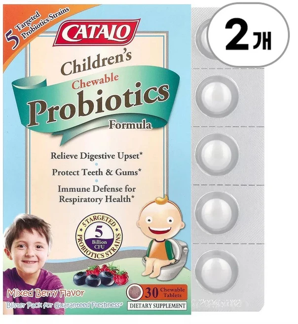 카탈로 칠드런즈 츄어블 프로바이오틱스 믹스드 베리 CATALO Children's Chewable Probiotics Formula Mixed Berry 30정 - 쿠팡