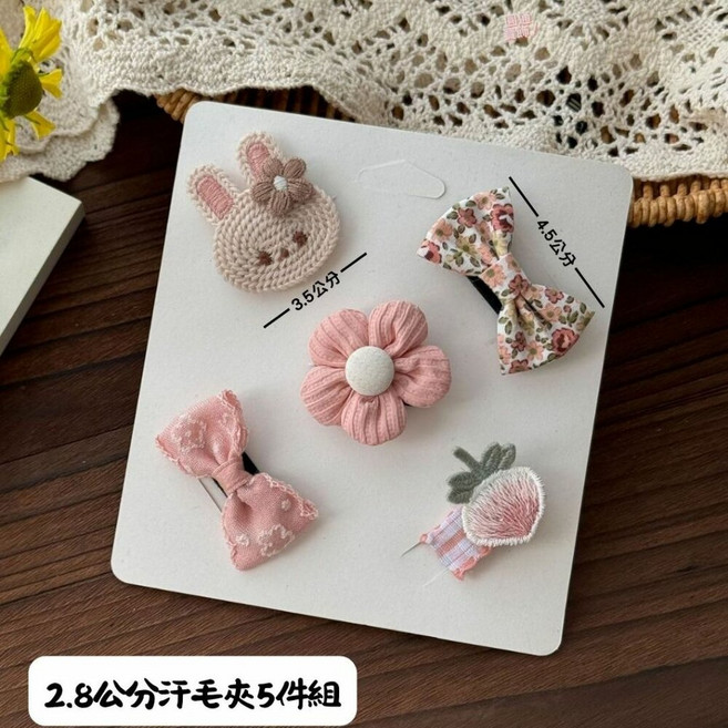 Cantile 嬰兒髮飾 蝴蝶結花朵汗毛夾 盒裝