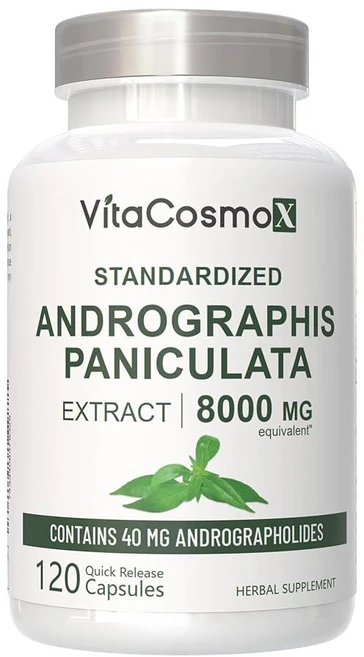 비타코스모엑스 안드로그래픽 파니쿨라타 8000mg 120캡슐 비-GMO 글루텐 프리 퀵 릴리스 캡슐, 1개, 120정 - 쿠팡