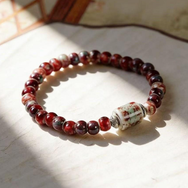 염주팔찌 원석 액막이 행운 소원성취 재물운 경면주사 남녀공용 선물