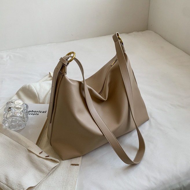 2026新款時尚單肩托特包，大容量復古通勤斜挎女包, 卡其【爆款】