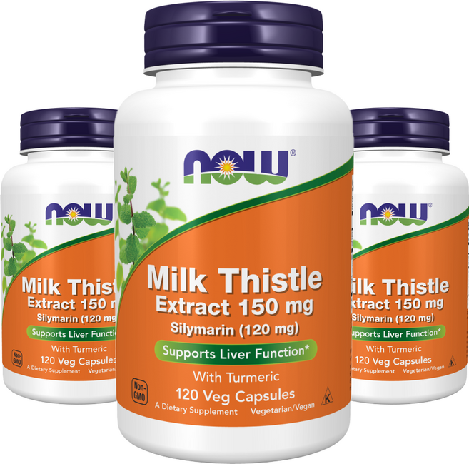 나우푸드 실리마린 밀크 시슬 추출물 터메릭 포함 150mg 베지 캡슐, 120정, 3개