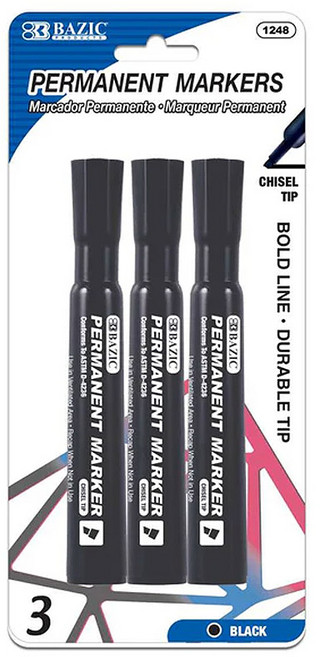 [쿠팡단독 미국BAZIC문구] 사각닙 유성매직, 1팩, 검정3개입