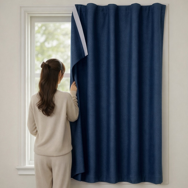 루비코코 붙이는 찍찍이 벨크로 암막 커튼 작은창 가리개 가림막 짧은 커튼