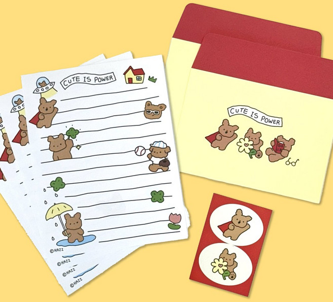 (만원무배) 하쯔 강아지 캐릭터 마로 편지지 4p + 편지봉투 2p + 스티커 1P 세트, 1개, 5. 하찮은 마로 미니 편지지 세트