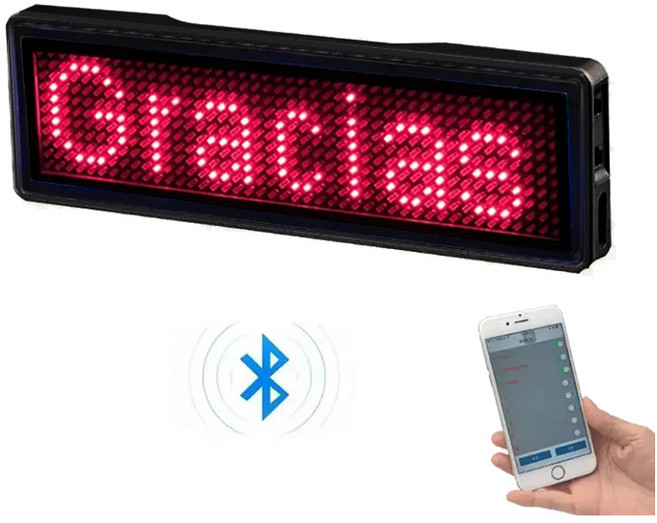 LED 전자명찰 이름표 미니전광판 뱃지 충전식, 1개, LED 레드