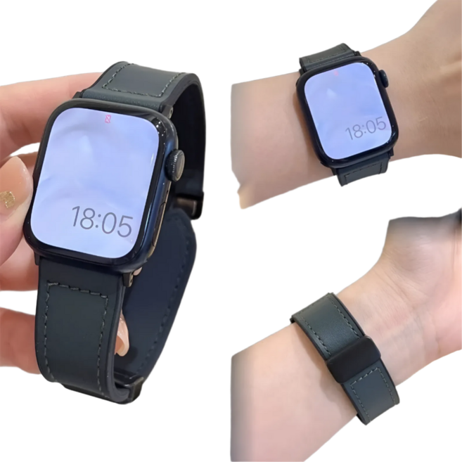 모드니쓰 애플워치 호환 가죽 마그네틱 스트랩, 나파그린