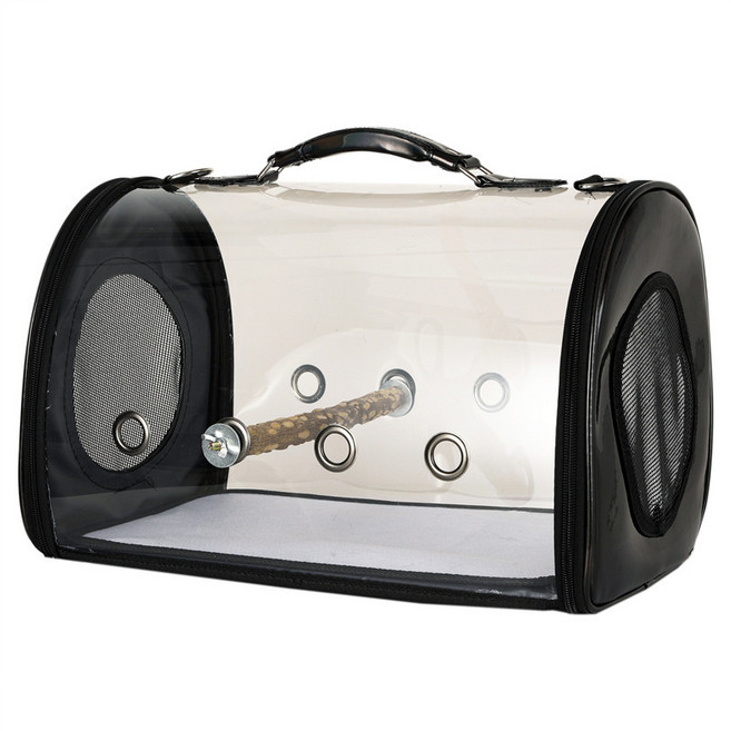 JINXIY 앵무새 가방은 다목적 투명한 조류 가방에서 PET 가방을 곁들인 크로스 -돈 투명 핸드 버드를 곁들인 케이지와 함께 줄 밖으로 나옵니다., 1개, 검은색