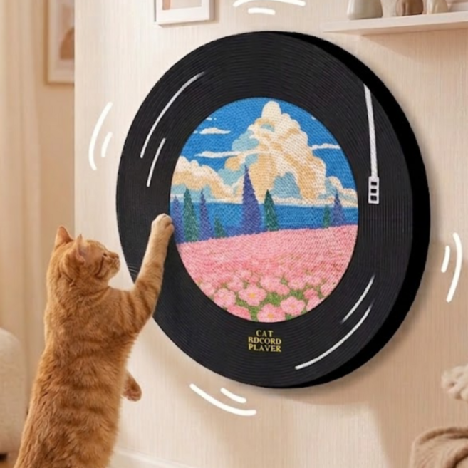 백댄스 레코드 회전 고양이 스크래쳐, 1개, 구름 꽃밭