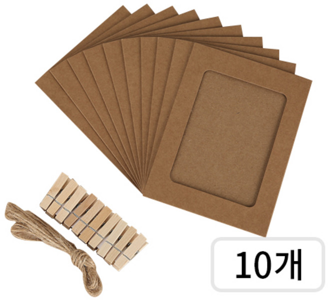 베러워커스 종이 사진틀 페이퍼 프레임 집게 끈 세트, 10개, 크라프트