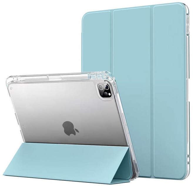 내셔널 리코리아 클리어 에어로 쉴드 애플팬슬 충전 수납홀더 태블릿PC 아이패드 투명케이스 스마트커버 울트라 하이브리드 케이스 for iPad, 스카이블루, 1개