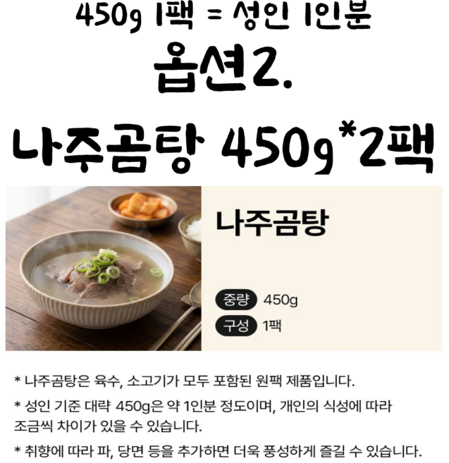 진한국물 30년 맛집 비법을 담은 나주곰탕 밀키트!! 초간편 5분완성, 450g, 2개