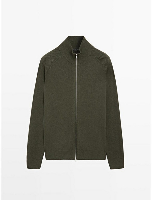 마시모두띠 코튼 블렌드 니트 가디건 래글런 소매 디자인 Dunkelgrun 1096214