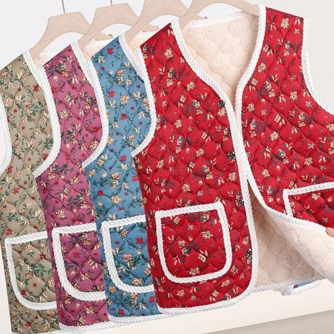 꽃무늬 누빔 조끼 촌캉스 할머니 김장 베스트 프리사이즈