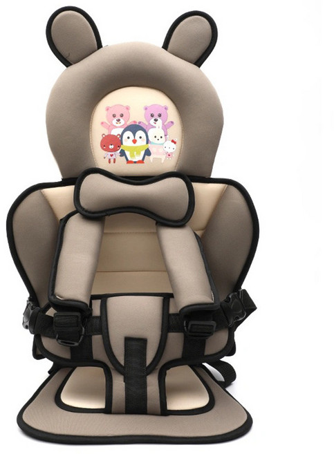 휴대용 어린이 안전카시트 자동차/전동차 겸용 아기 유아 방석 접이식 차량용 좌석, 회색 곰 만화