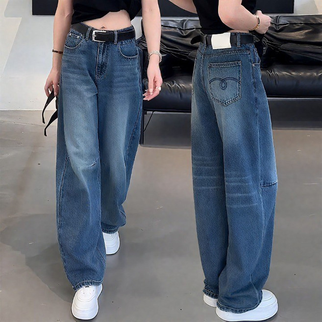 HANYO 여성 빅사이즈 와이드 데님팬츠 청바지