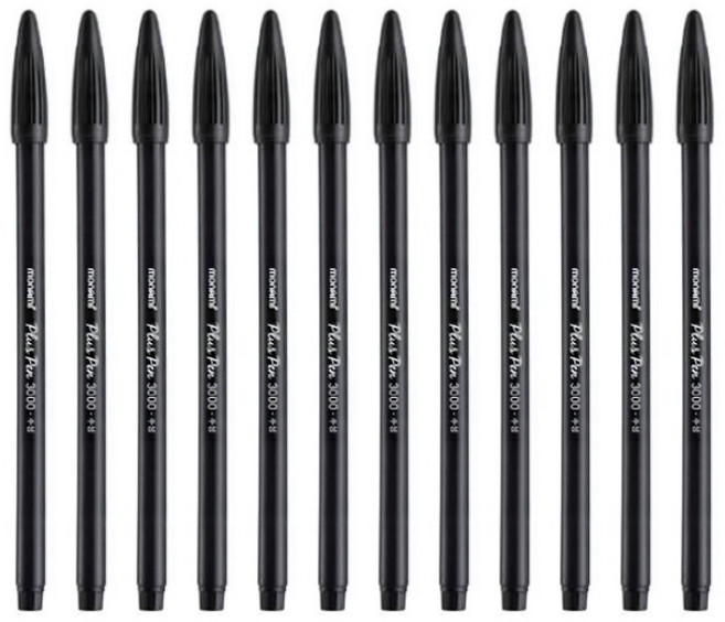 모나미 플러스펜3000 0.4mm DZ, 검정, 12개