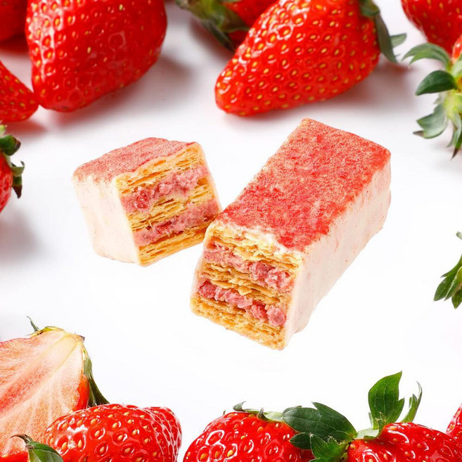 French 일본직구 프랑스 과일을 즐길 밀푀유 딸기 8조각, 사이즈