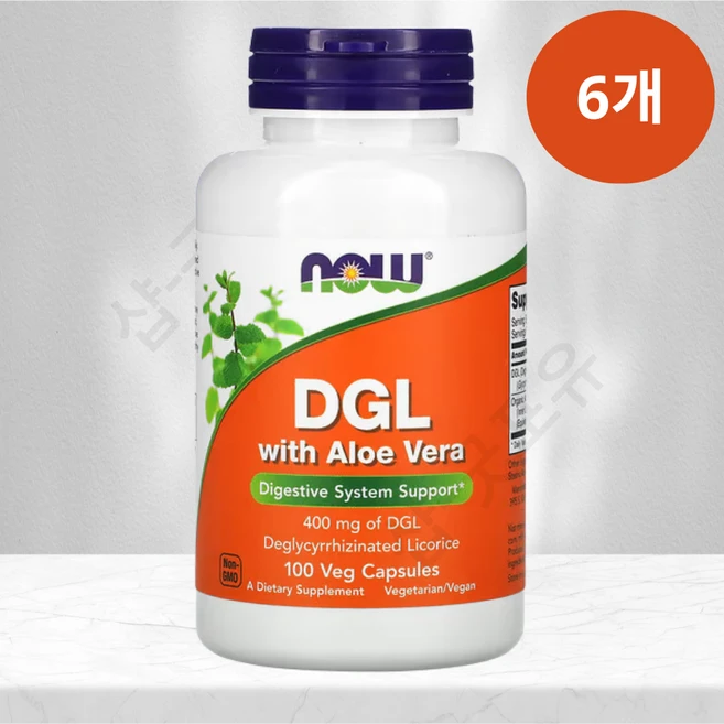 NOWFOODs 나우푸드 DGL 감초 뿌리 알로에베라 함유 400mg veggie caps, 100정, 6개 - 쿠팡