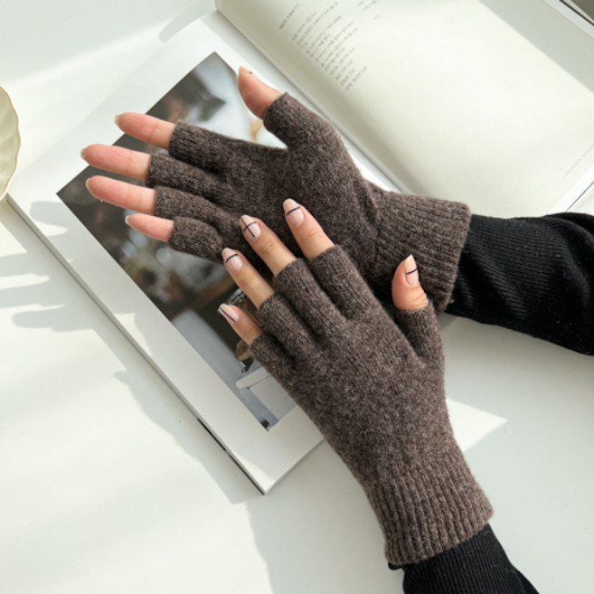 국산 울 겨울장갑 여성장갑 반손가락장갑 반장갑 키보드 사무실 니트 여자 핑거리스 손가락없는장갑 구멍 단색 손목 핸드워머 운전장갑 국내제조