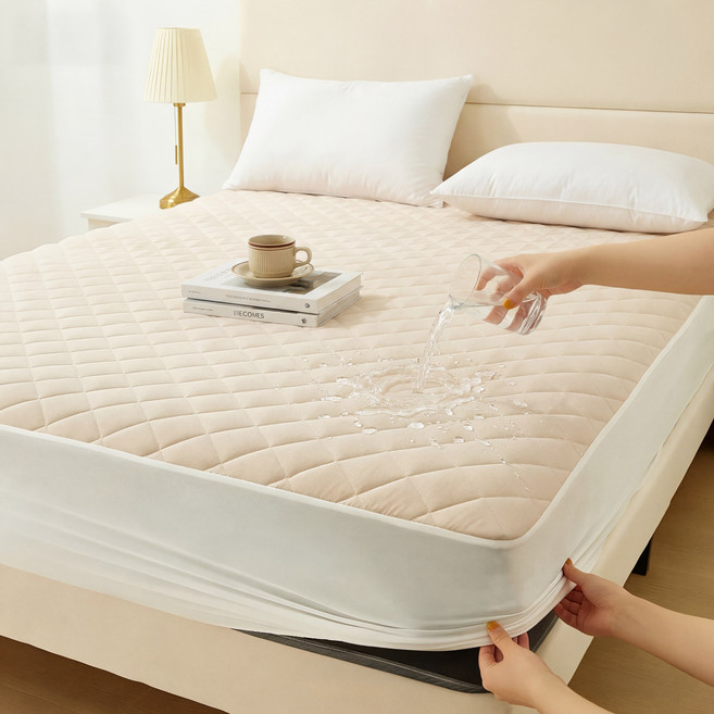 HYLEORY 프리미엄 방수 항균 누빔 사계절 극세사 매트리스 커버