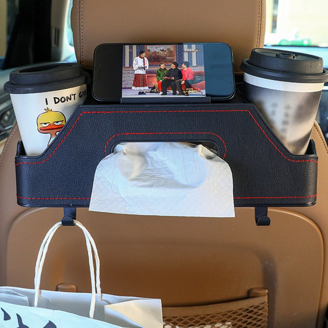 바니엘 차량용 뒷좌석 수납함 다용도 트레이, 에보니블랙, 1세트