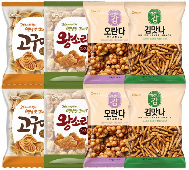 청우식품 고구마형과자+왕소라형과자+오란다+김맛나, 2세트, 465g