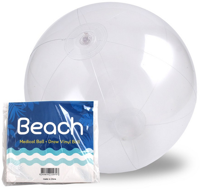 [아이디몬] 그리기 비치볼 꾸미기 물놀이 공 탱탱 에어 볼 만들기, 1개, 투명, 210mm