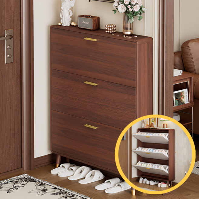 슈담 유럽풍 슬림 신발장 원목 색 틈새 현관 폭좁은 원룸 아파트 모던, 우드
