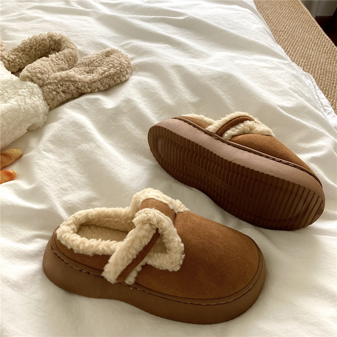 미노스토리 통굽 겨울 여성 털슬리퍼 4CM